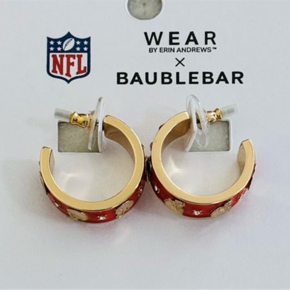 New! WEAR by Erin Andrew x Baublebar CLEVELAND BROWNS NFL Gold Hoop Earrings - Picture 2 of 3
